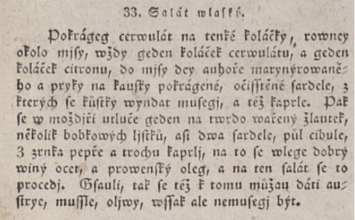 vlašský salát Magdalena Dobromila Rettigová 1844